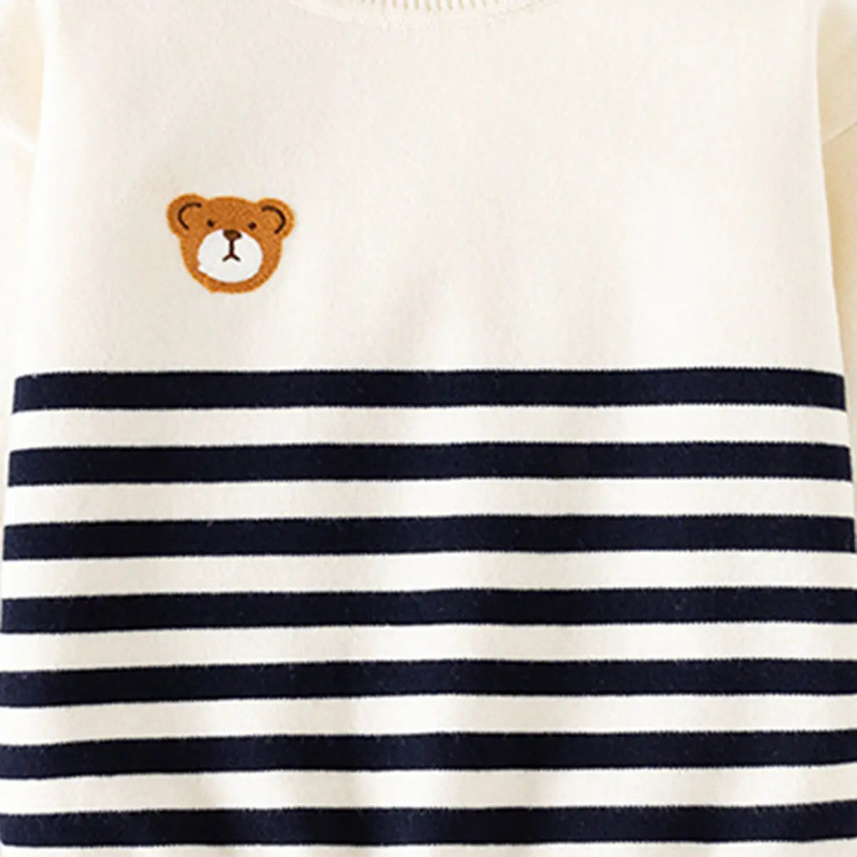 Boys Apricot Stripes Knitted Sweater With Bear Face Patch Sweaters & Cardigans