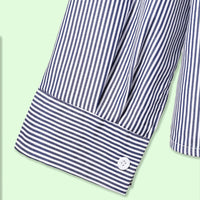 Girls Blue Striped Shirt with Scarf and Straight Fit Pants Sets Sets
