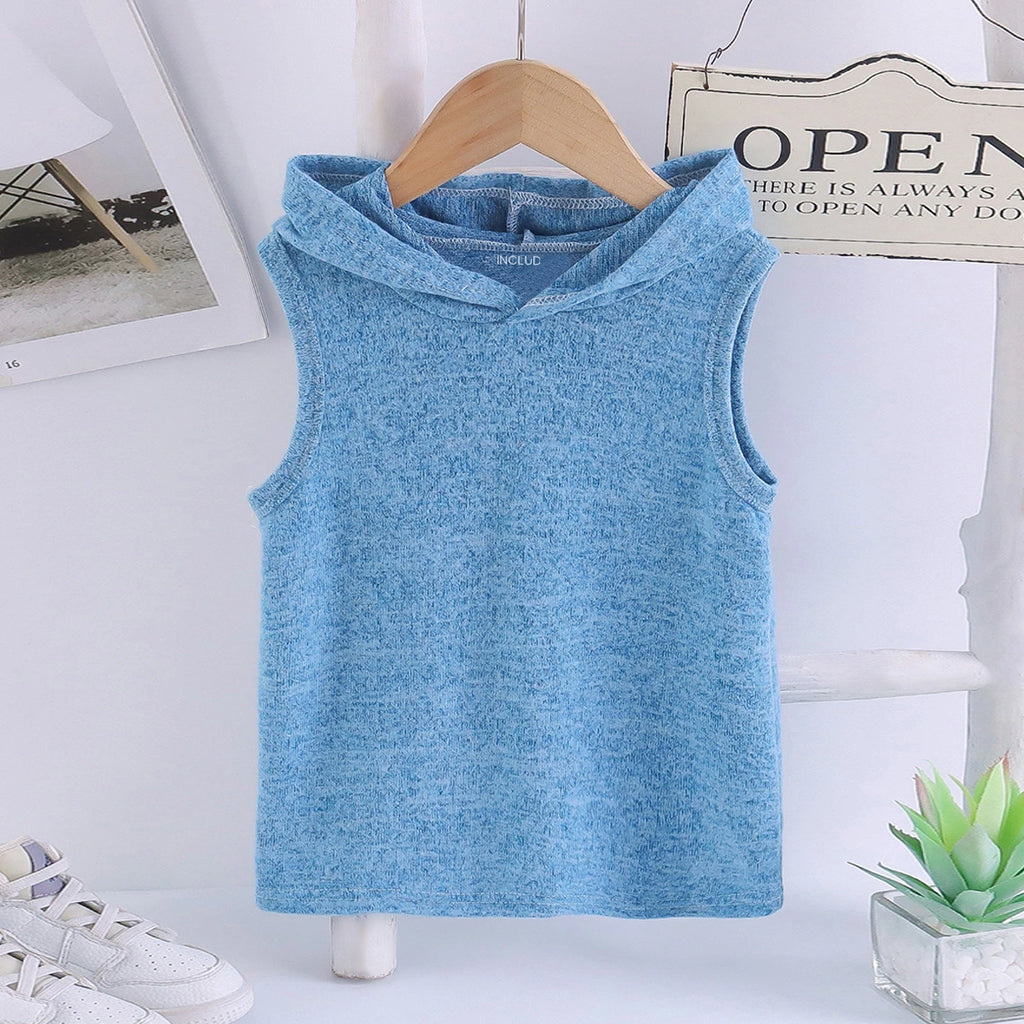 Boys Blue Knitted Hooded Vest Vests Blue 3-4 Y