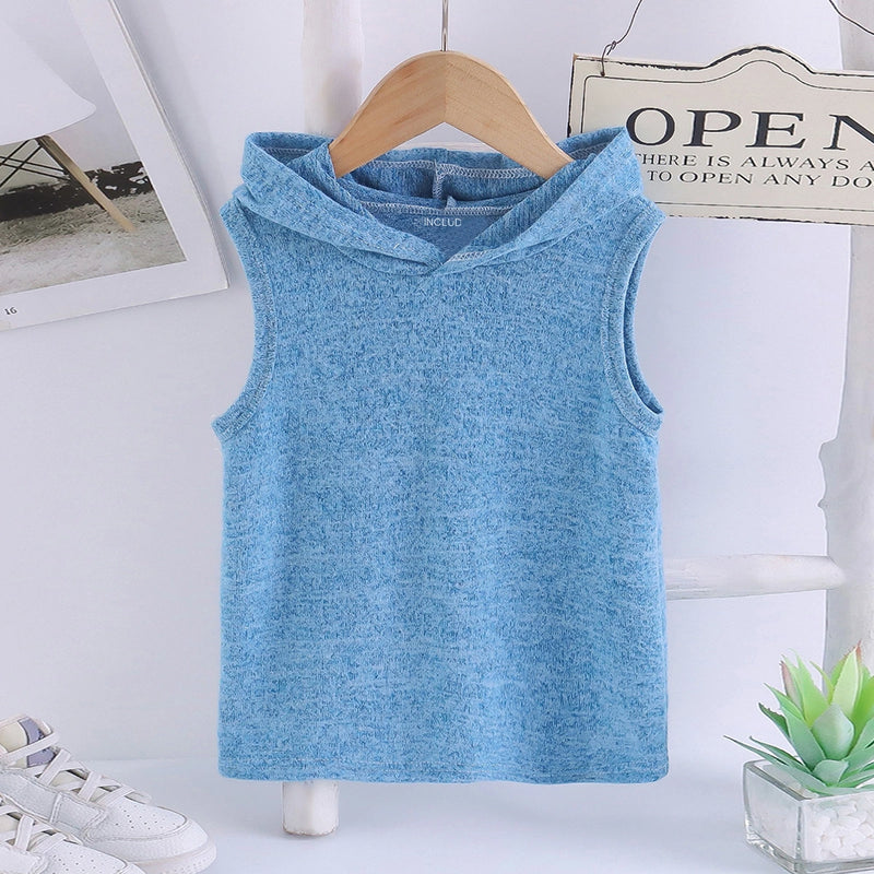 Boys Blue Knitted Hooded Vest Vests Blue 3-4 Y