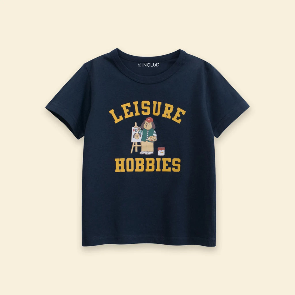 Boys Navy Blue Typographic Print Short Sleeve T-Shirt Tshirts