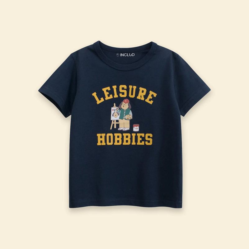 Boys Navy Blue Typographic Print Short Sleeve T-Shirt Tshirts