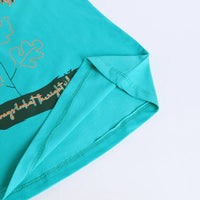 Girls Sea Green Graphic Printed Short Sleeve T-shirts With Elasticated Legging Sets Sets