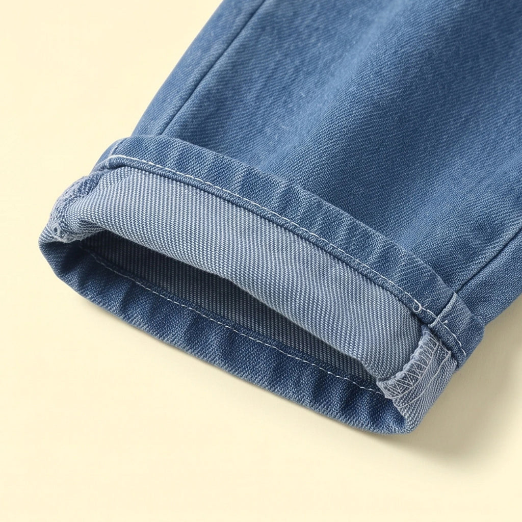 Girls Blue Denim Bow Embroidered Dungaree Jumpsuits