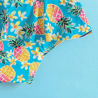 Girls Light Blue Pineapple Printed One Shoulder Top With Briefs Swimwear Sets Sets