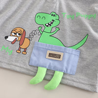 Boys Grey Graphic Short Sleeves Polo T-Shirt With Denim Shorts Set 2 pc. Sets