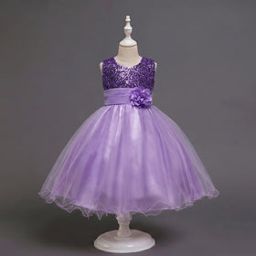 Girls Purple Sequin Embellished Fit & Flare Party Wear Dress Party Dresses Purple 2-3 Y