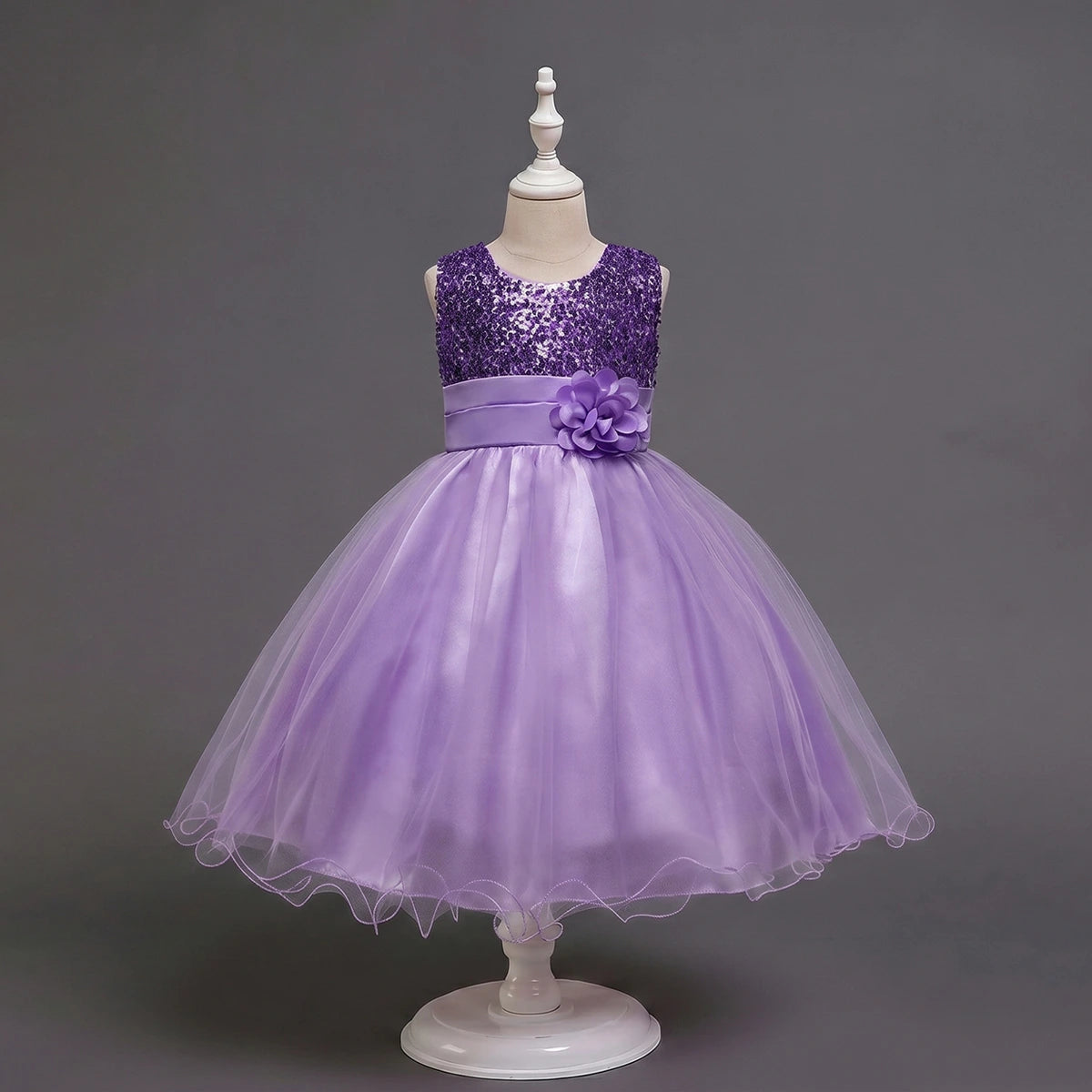 Girls Purple Sequin Embellished Fit & Flare Party Wear Dress Party Dresses Purple 2-3 Y