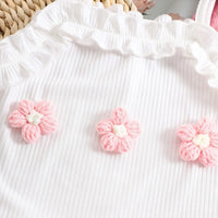 Girls Flower Applique Spaghetti Strap Top With Flared Hem Pants Sets Sets