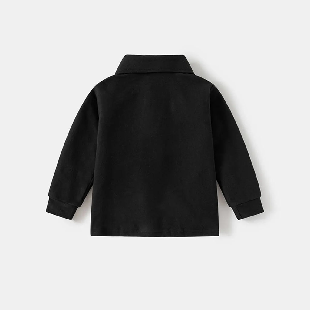 Boys Black Long Sleeves Polo T-shirt Tshirts
