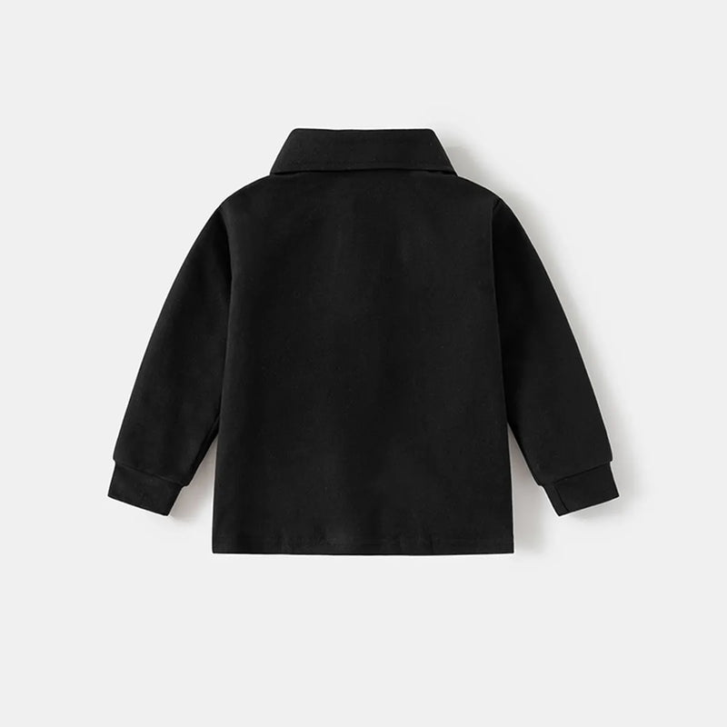 Boys Black Long Sleeves Polo T-shirt Tshirts