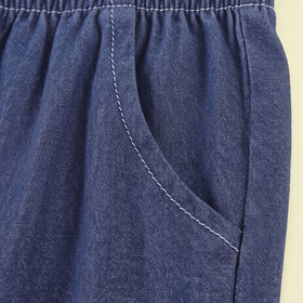 Girls Blue Embroidered Denim Pants Pants