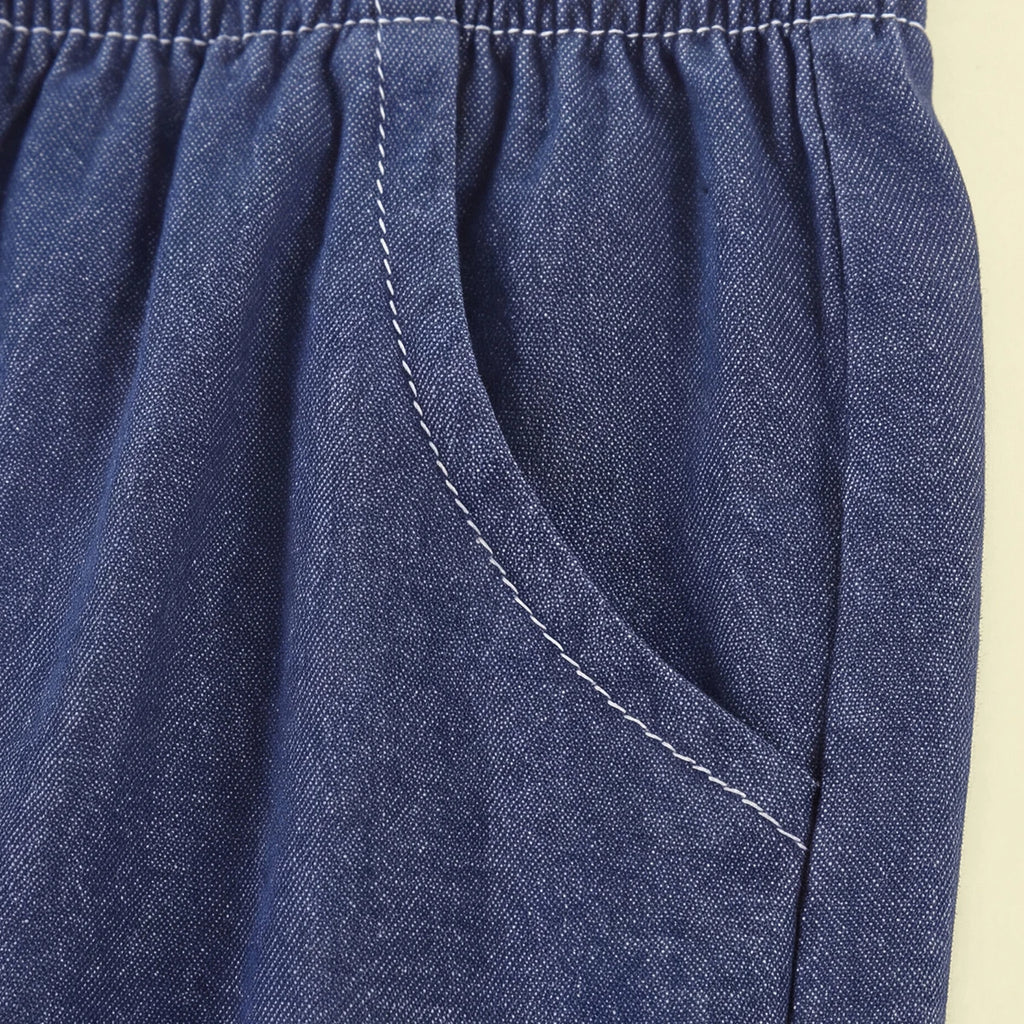 Girls Blue Embroidered Denim Pants Pants