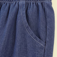 Girls Blue Embroidered Denim Pants Pants