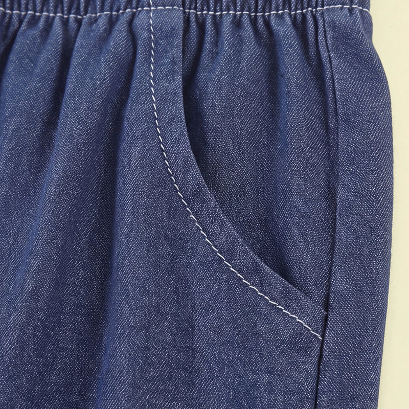Girls Blue Embroidered Denim Pants Pants