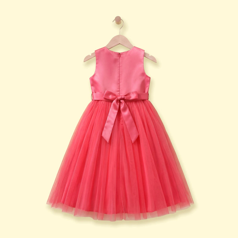 Girls Pink Ruffled Sleeveless Fit & Flare Party Dress Party Dresses