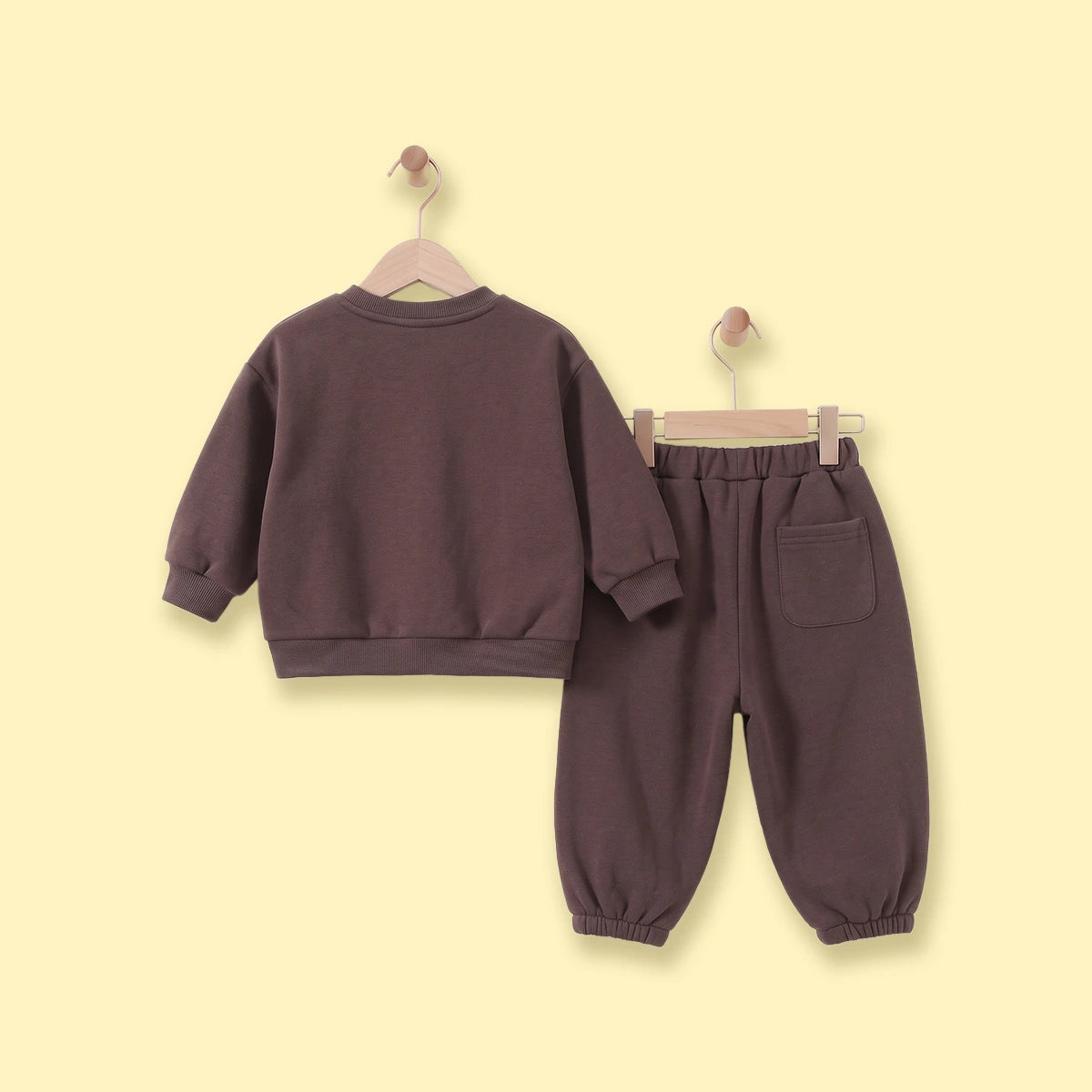 Boys Dark Brown Typographic Sweatshirt & Joggers Sets Sets