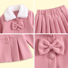 Girls Pink Long Sleeve Top With Pleated Skirt Sets 2 pc. Sets