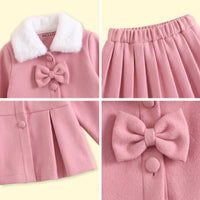 Girls Pink Long Sleeve Top With Pleated Skirt Sets 2 pc. Sets