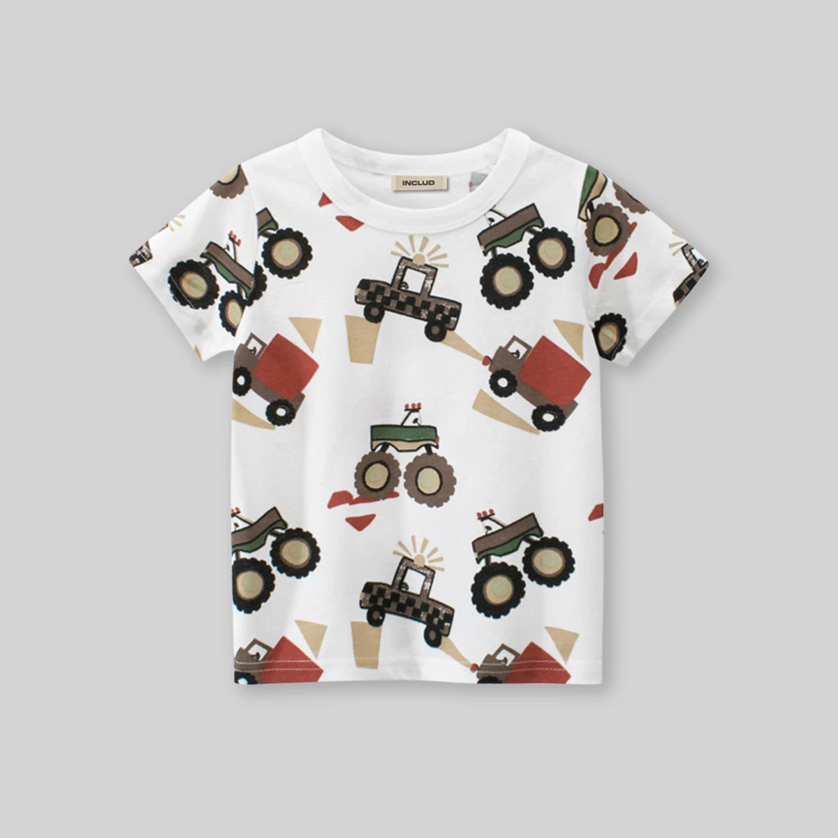 Boys Off White Car Cartoon Printed Short Sleeves T-Shirt Tshirts