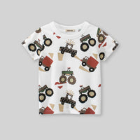 Boys Off White Car Cartoon Printed Short Sleeves T-Shirt Tshirts