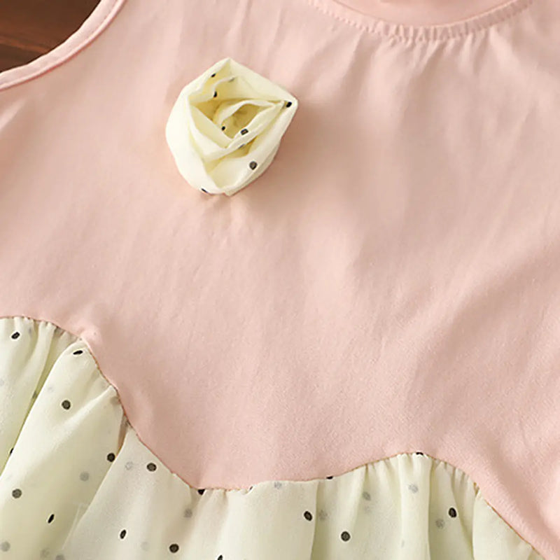 Girls Pink Floral Applique Ruffle Top With Pants Sets Sets