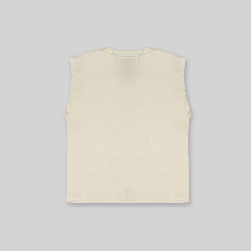 Boys White Printed Sleeveless T-shirt with Shorts Set (Copy) Sets
