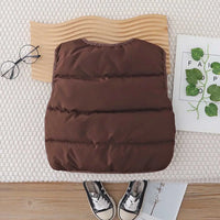 Boys Dark Brown Sleeveless Puffer Jacket Coats & Jackets