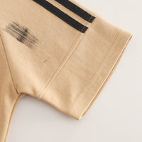 Boys Khaki Shoulder Striped Raglan Sleeves T-Shirt With Shorts Set 2 pc. Sets