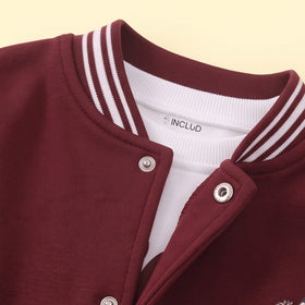 Boys Maroon Graphic Jacket With T-Shirt And Denim Pants Sets 3 pc. Sets
