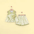 Girls Green Polka Dot Print Sleeveless Top With Shorts Sets 2 pc. Sets Green 1-2 Y