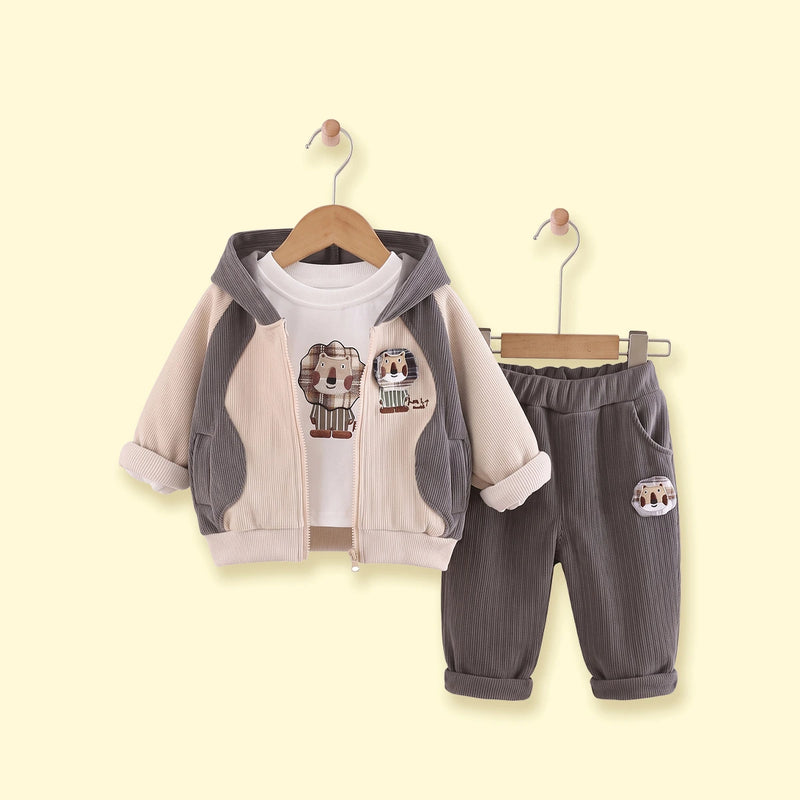 Boys Grey Graphic Sweatshirt & Joggers With T-Shirt Sets Sets Grey 1-2 Y