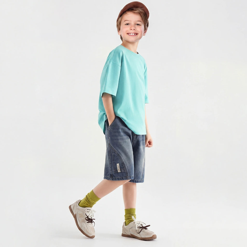 Boys Blue Relaxed Fit Knee Length Denim Shorts Shorts