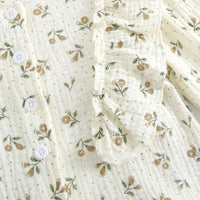 Girls Off White Floral Printed Ruffled Top with Tiered Skirt Sets 2 pc. Sets