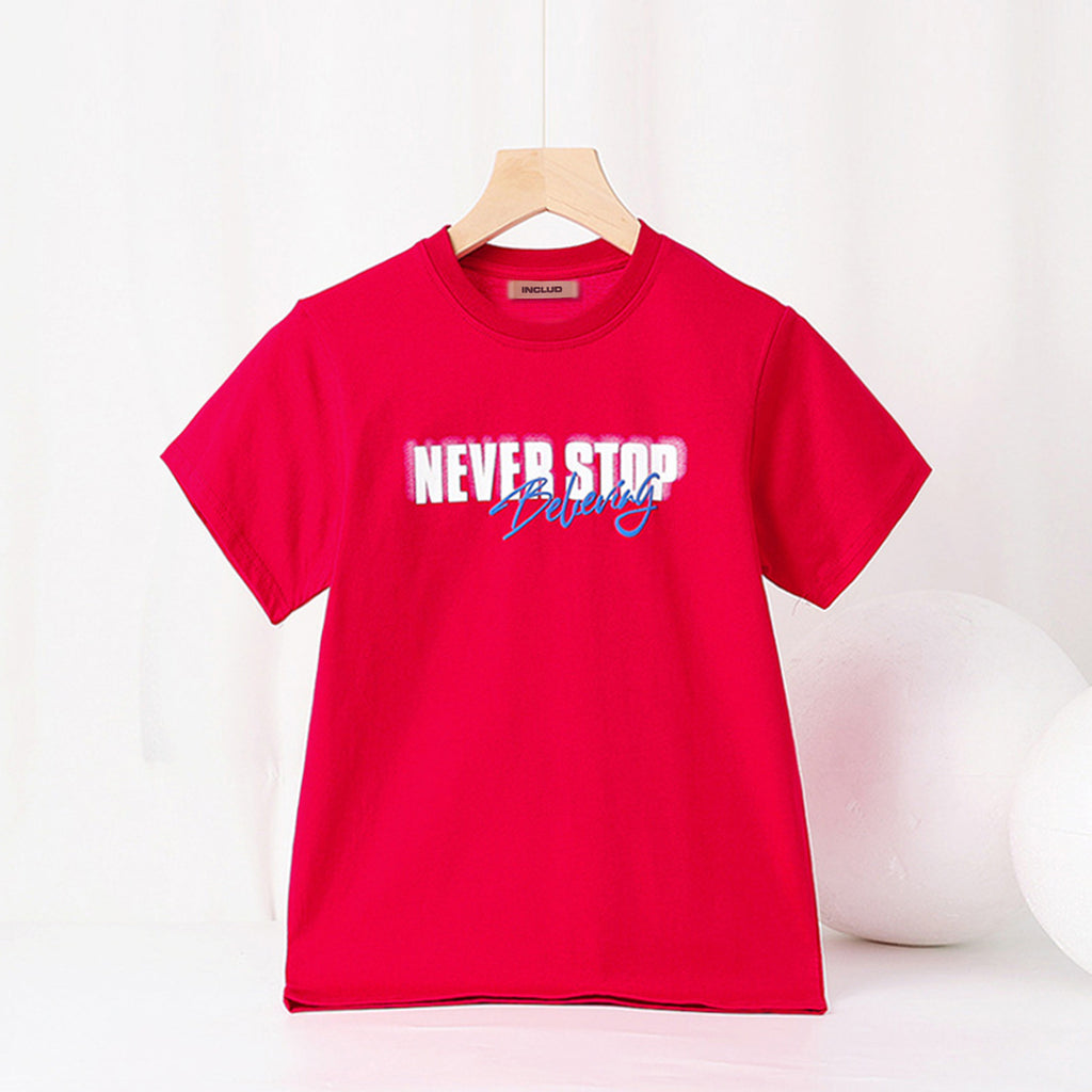 Boys Printed Short Sleeves T-Shirt Tshirts Red 6-7 Y 