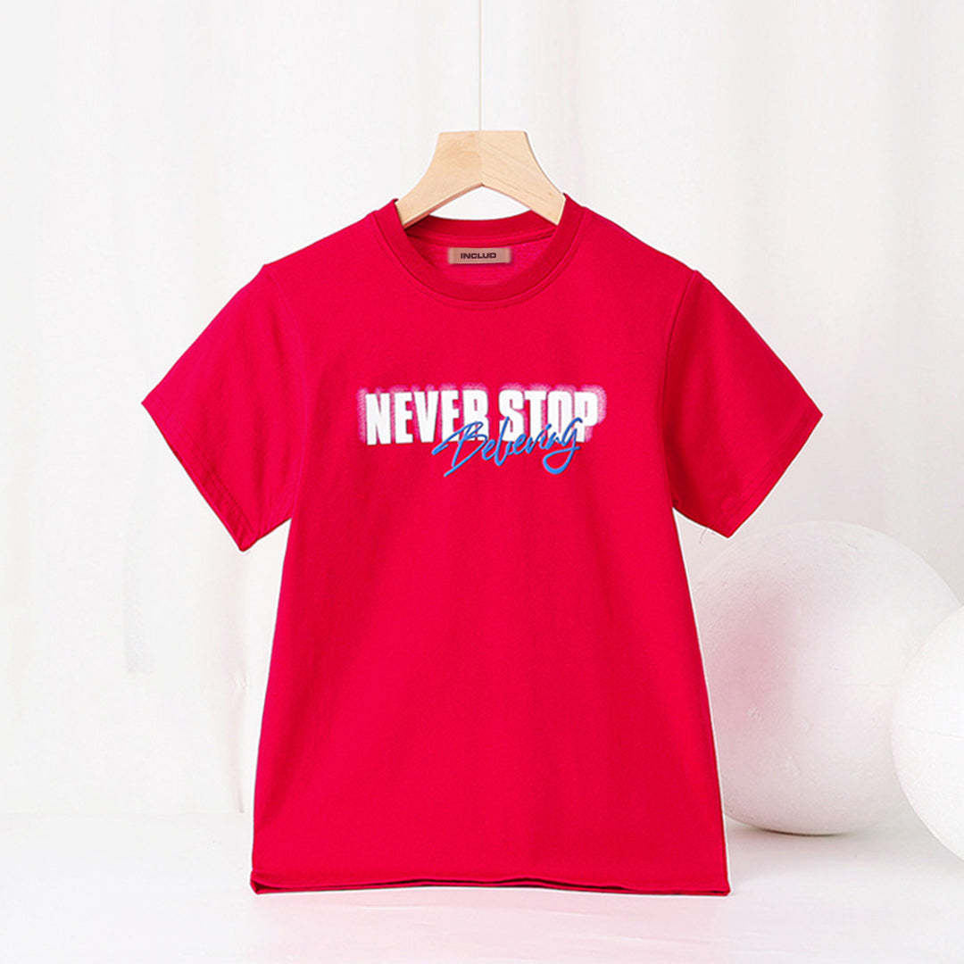 Boys Printed Short Sleeves T-Shirt Tshirts Red 6-7 Y 