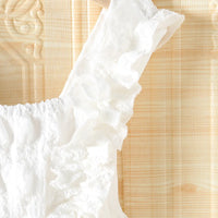 Girls White Sleeveless A-line Midi Dress With Ruffle Details Casual Dresses
