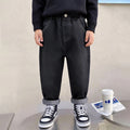 Boys Black Denim Pants with Back Wave Graphic Pants Black 3-4 Y