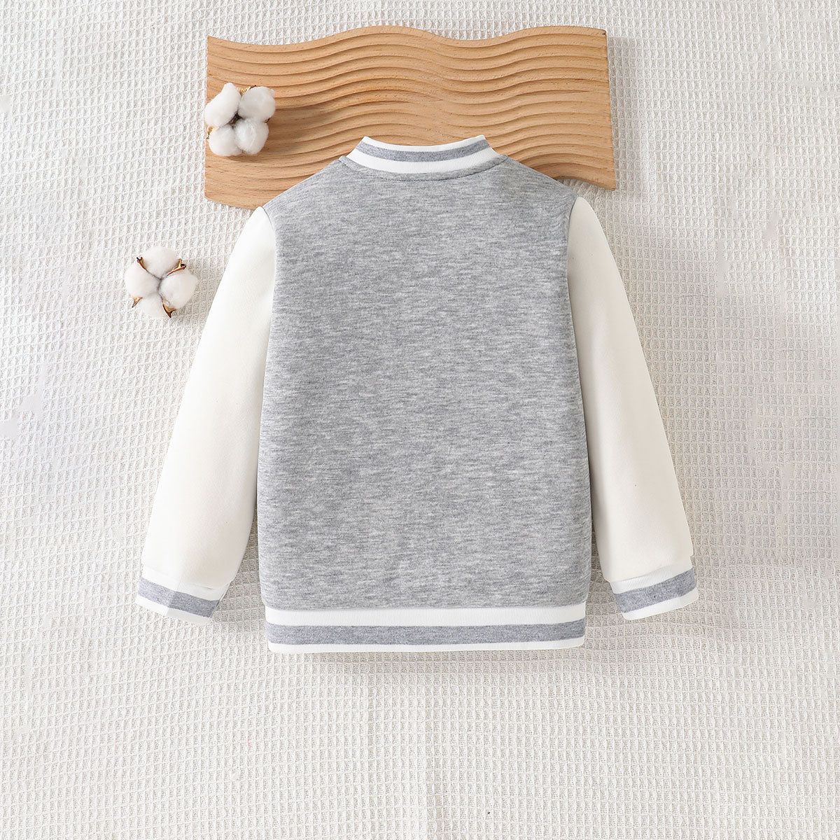 Boys Grey Solid Varsity Winter Jacket Coats & Jackets