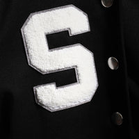 Girls Black Solid S Applique varsity Jacket Coats & Jackets