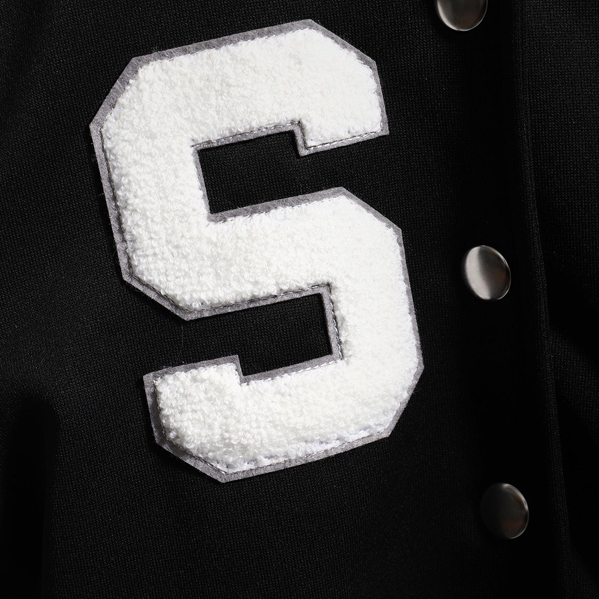Girls Black Solid S Applique varsity Jacket Coats & Jackets