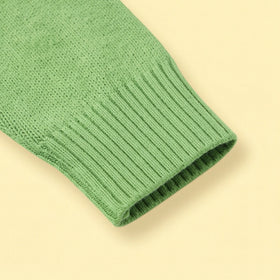 Girls Green Jacquard Long Sleeve Cardigan Sweaters & Cardigans