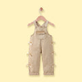 Girls Khaki Denim Bow Applique Dungaree Jumpsuits Khaki 3-4 Y