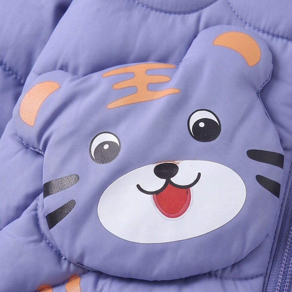 Boys Blue Bear Ear On Hood Quilted Zip-up Jacket Coats & Jackets