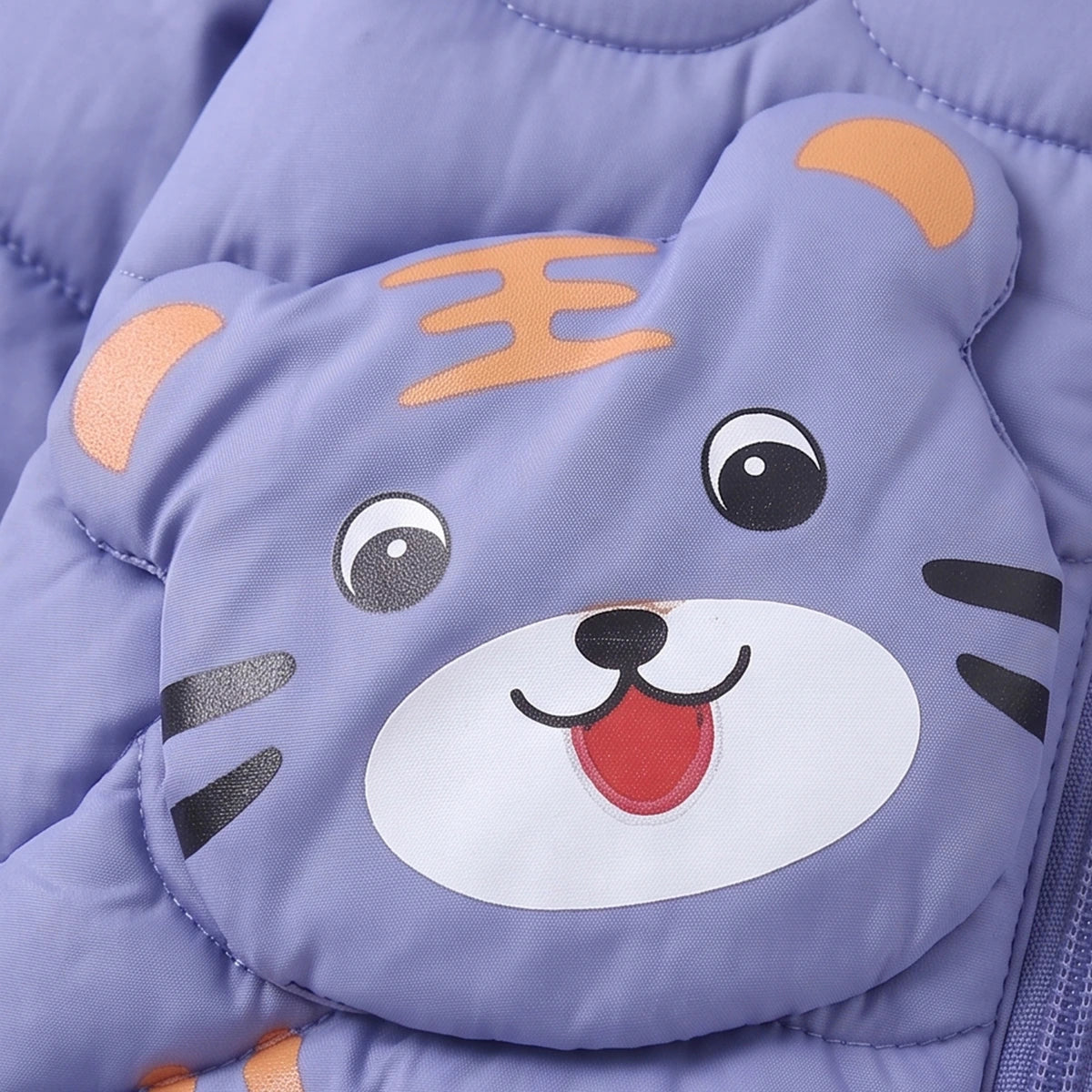 Boys Blue Bear Ear On Hood Quilted Zip-up Jacket Coats & Jackets