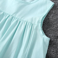 Girls Aqua Blue Solid Sleeveless A-Line Dress with Pockets Casual Dresses