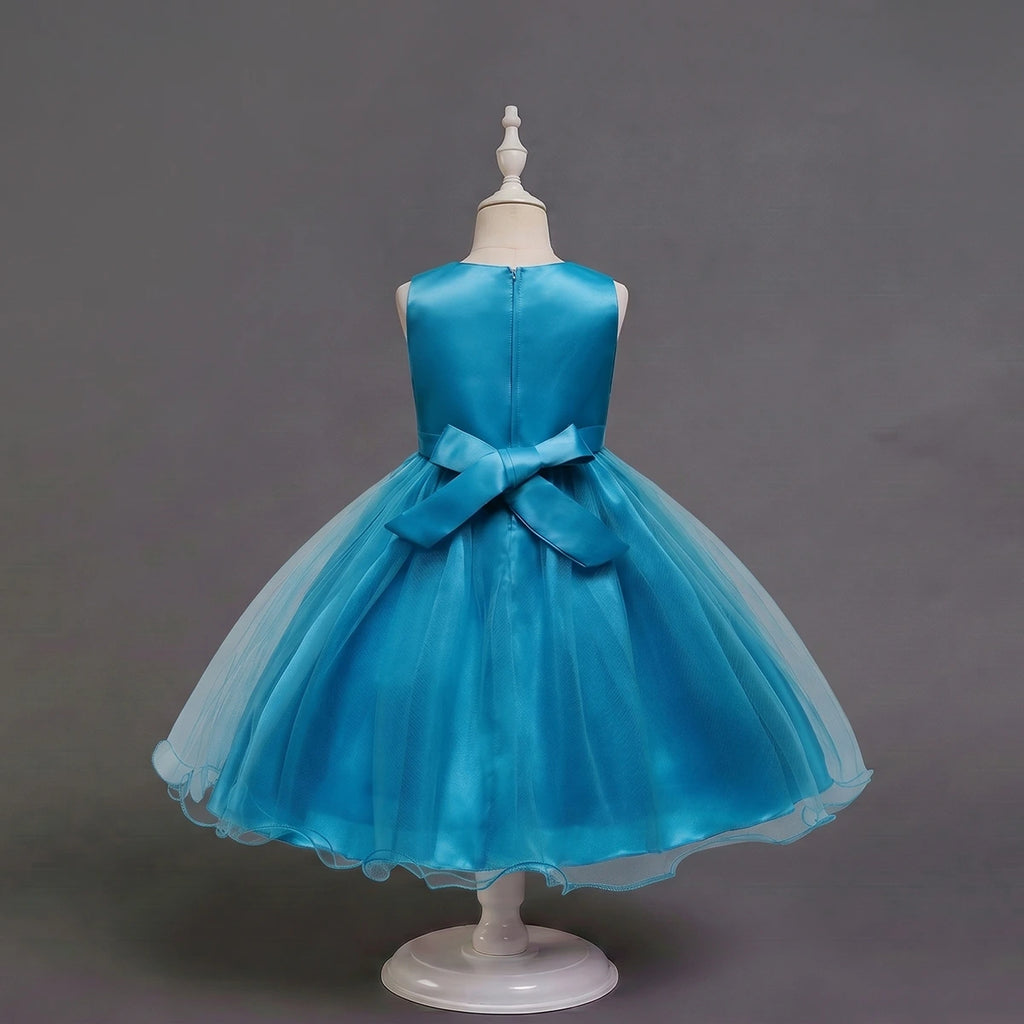 Girls Blue Sequin Embellished Fit & Flare Party Wear Dress Party Dresses