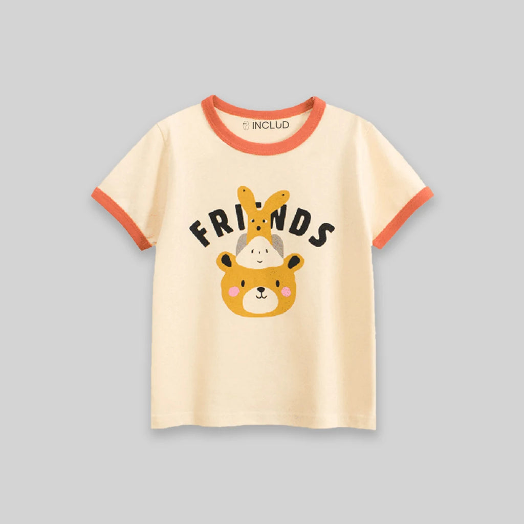 Boys Beige Graphics Short Sleeve T-Shirt Tshirts