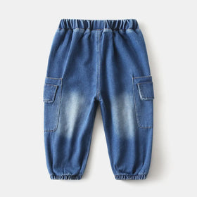 Boys Blue Denim Cargo Jogger Pants Pants