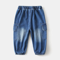 Boys Blue Denim Cargo Jogger Pants Pants